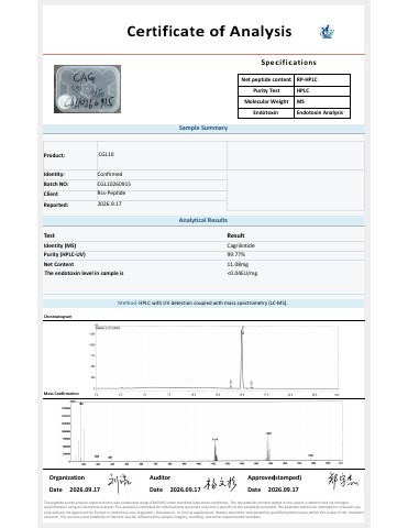 CGL10 certificate, batch CGL10260915