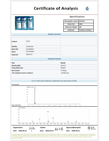CU50 certificate, batch CU50260915