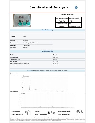 ET10 certificate, batch ET10260910